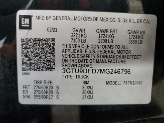 2021 GMC SIERRA K15 3GTU9DED7MG246796