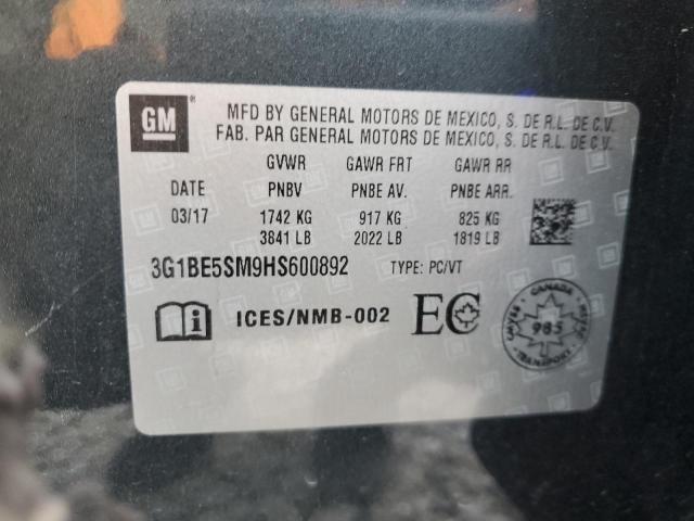 2017 CHEVROLET CRUZE LT - 3G1BE5SM9HS600892