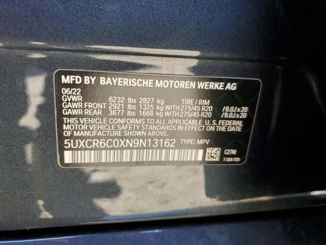 2022 BMW X5 XDRIVE4 - 5UXCR6C0XN9N13162