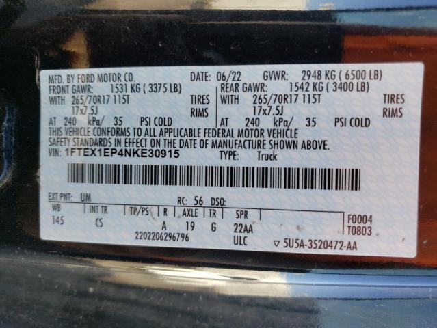 2022 FORD F150 SUPER - 1FTEX1EP4NKE30915