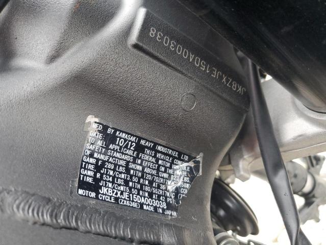 2013 KAWASAKI ZX636 E - JKBZXJE15DA003038