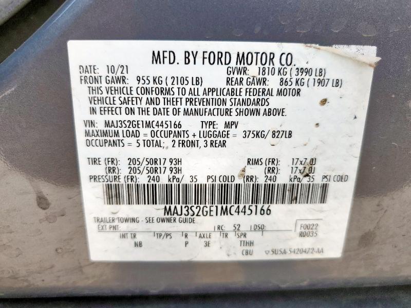 2021 FORD ECOSPORT S - MAJ3S2GE1MC445166