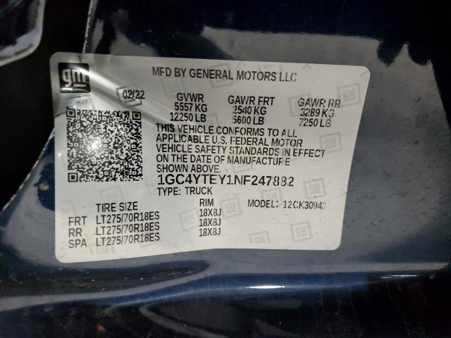 2022 CHEVROLET SILVERADO - 1GC4YTEY1NF247882
