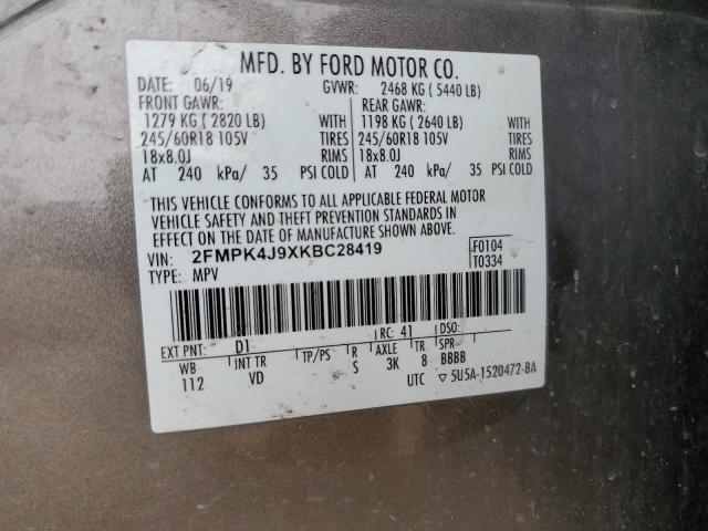 2019 FORD EDGE SEL - 2FMPK4J9XKBC28419