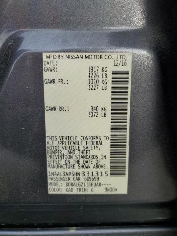 2017 NISSAN ALTIMA 2.5 - 1N4AL3AP5HN331315