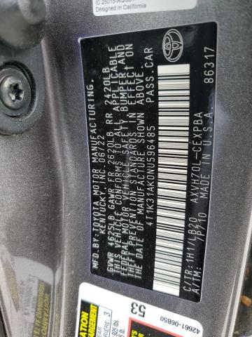 2022 TOYOTA CAMRY XSE 4T1K31AK0NU596485