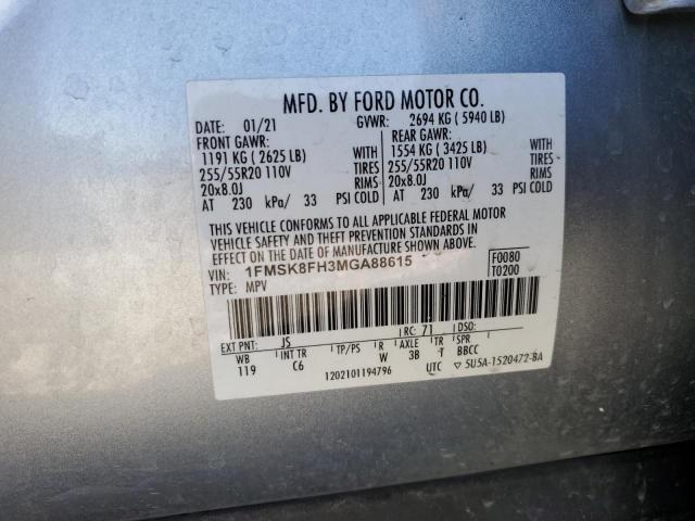 2021 FORD EXPLORER L 1FMSK8FH3MGA88615