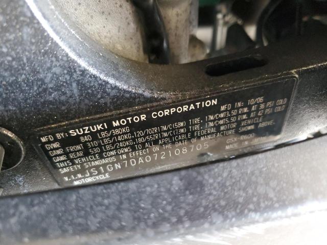2007 SUZUKI GSX-R600 JS1GN7DA072108705