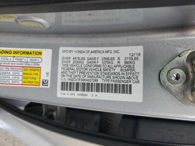 2019 HONDA ACCORD SPO - 1HGCV1F30KA027249