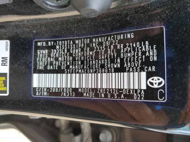 2022 TOYOTA COROLLA LE - 5YFEPMAE6NP368618