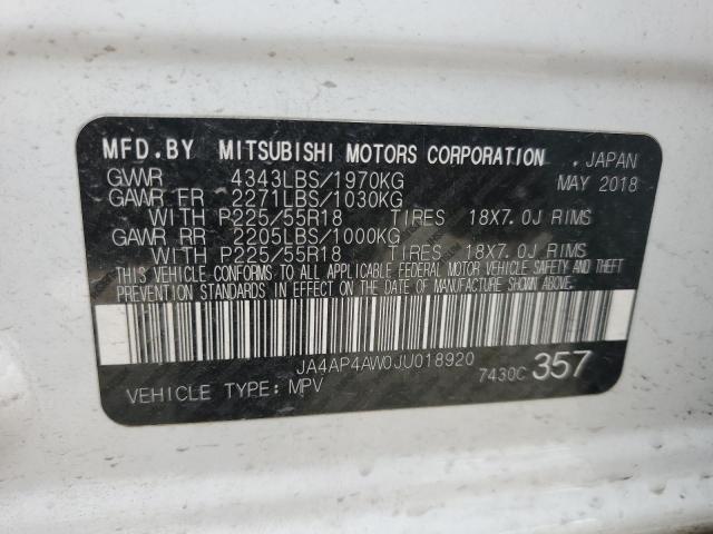 2018 MITSUBISHI OUTLANDER - JA4AP4AW0JU018920