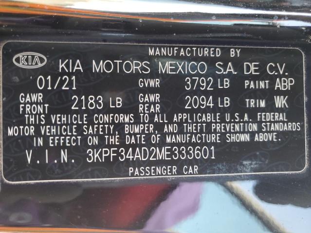 2021 KIA FORTE GT L 3KPF34AD2ME333601
