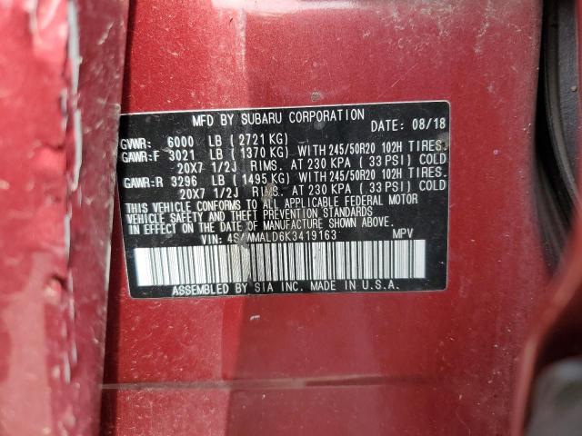 2019 SUBARU ASCENT LIM 4S4WMALD6K3419163