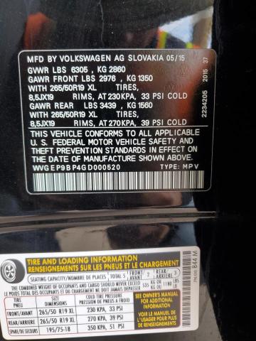 2016 VOLKSWAGEN TOUAREG TD WVGEP9BP4GD000520