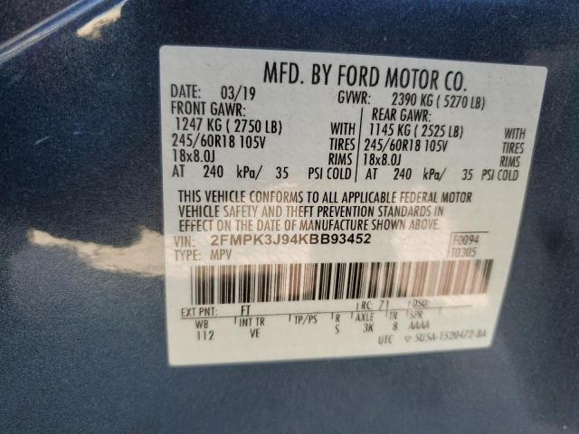 2019 FORD EDGE SEL - 2FMPK3J94KBB93452