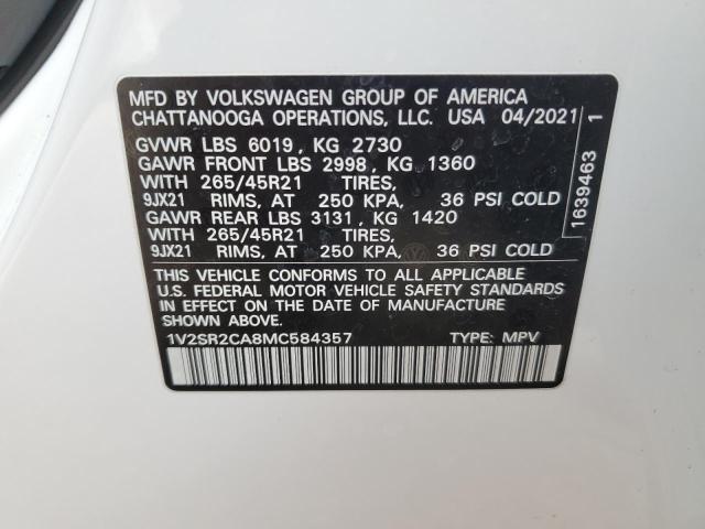 2021 VOLKSWAGEN ATLAS SEL - 1V2SR2CA8MC584357