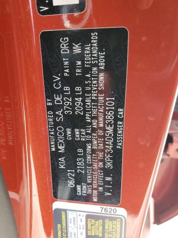 2021 KIA FORTE GT L 3KPF34AD5ME386101