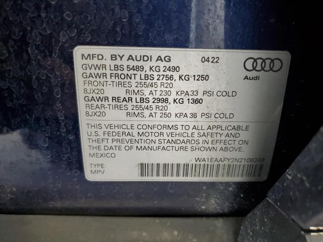 2022 AUDI Q5 PREMIUM - WA1EAAFY2N2106249