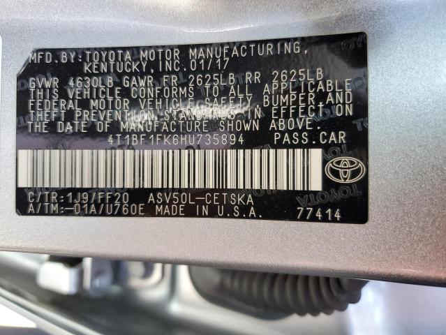 2017 TOYOTA CAMRY LE - 4T1BF1FK6HU735894
