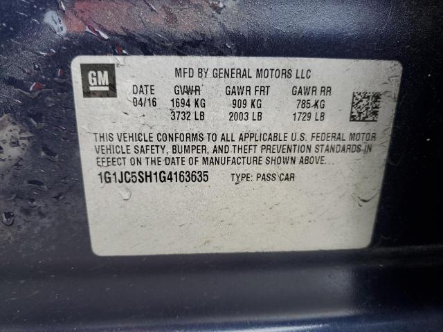 2016 CHEVROLET SONIC LT - 1G1JC5SH1G4163635
