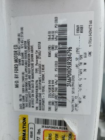 2018 FORD FUSION SE - 3FA6P0HD9JR284796