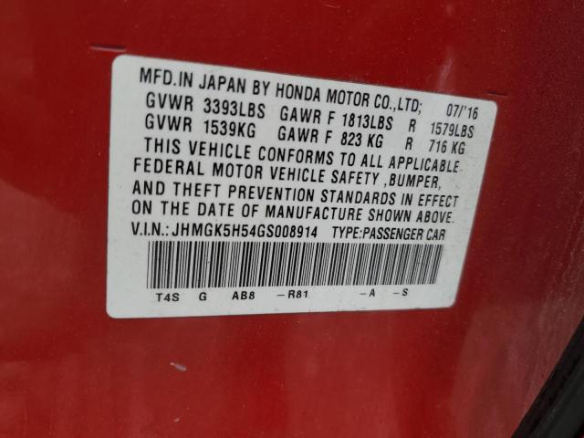 2016 HONDA FIT LX - JHMGK5H54GS008914