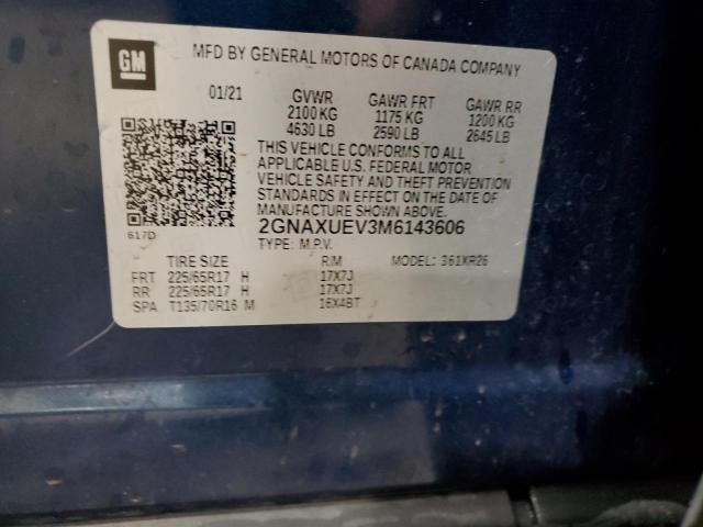 2021 CHEVROLET EQUINOX LT - 2GNAXUEV3M6143606