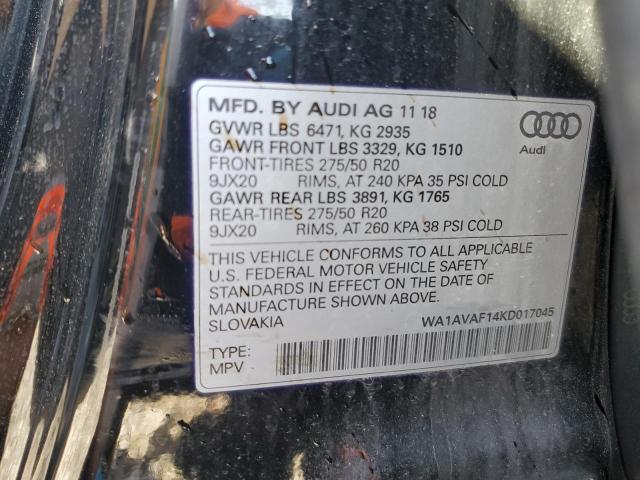 2019 AUDI Q8 PREMIUM WA1AVAF14KD017045