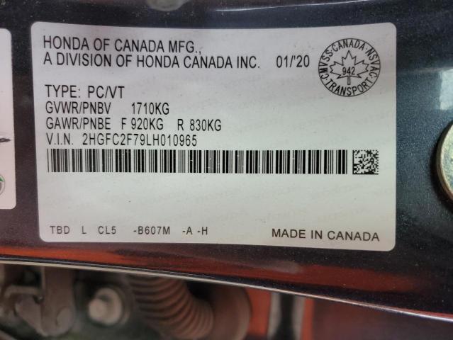 2020 HONDA CIVIC EX - 2HGFC2F79LH010965