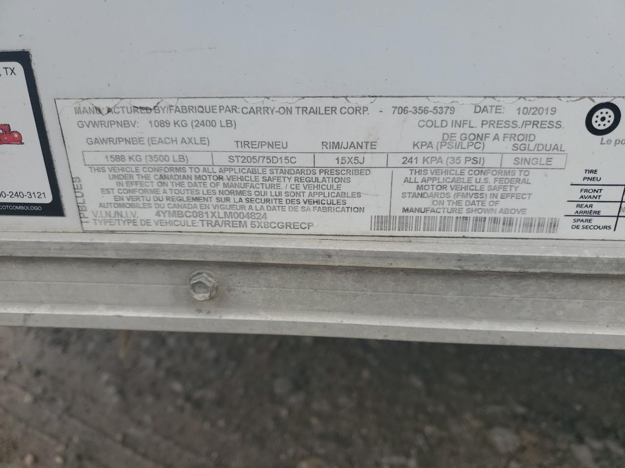 Lot #3227039977 2020 CARRY-ON TRAILER