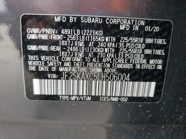 2020 SUBARU FORESTER T - JF2SKAXC5LH506004