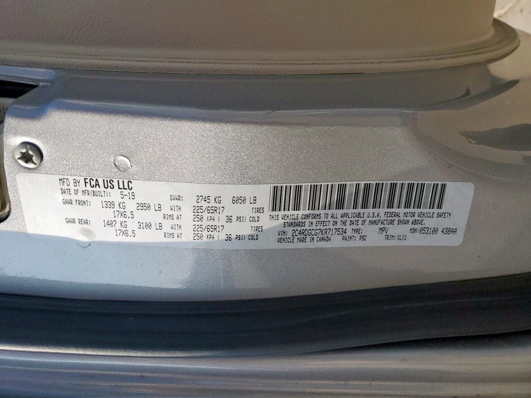 2019 DODGE GRAND CARA - 2C4RDGCG7KR717534