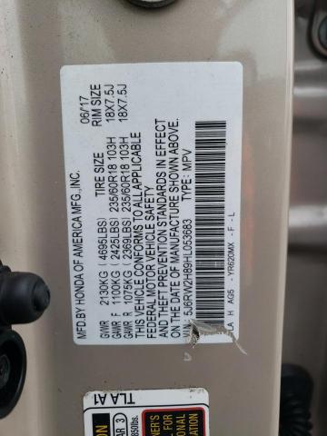 2017 HONDA CR-V EXL - 5J6RW2H89HL053683