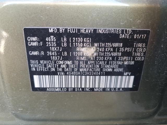 2017 SUBARU OUTBACK TO - 4S4BSATC3H3340411