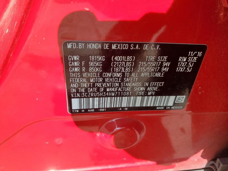 2017 HONDA HR-V 3CZRU5H34HM711081
