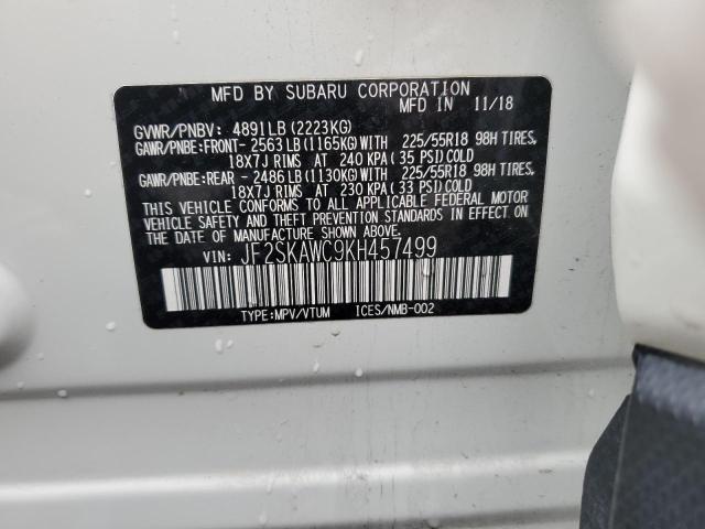 2019 SUBARU FORESTER T - JF2SKAWC9KH457499