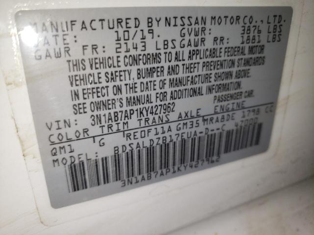2019 NISSAN SENTRA S - 3N1AB7AP1KY427962