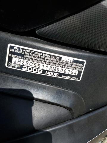 2008 HONDA CBR1000 RR JH2SC59118M000254