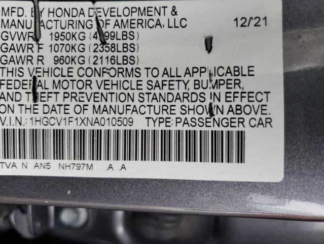2022 HONDA ACCORD LX - 1HGCV1F1XNA010509
