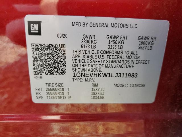 2020 CHEVROLET TRAVERSE L - 1GNEVHKW1LJ311983