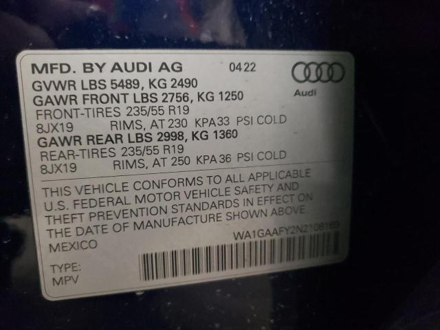 2022 AUDI Q5 PREMIUM - WA1GAAFY2N2108169