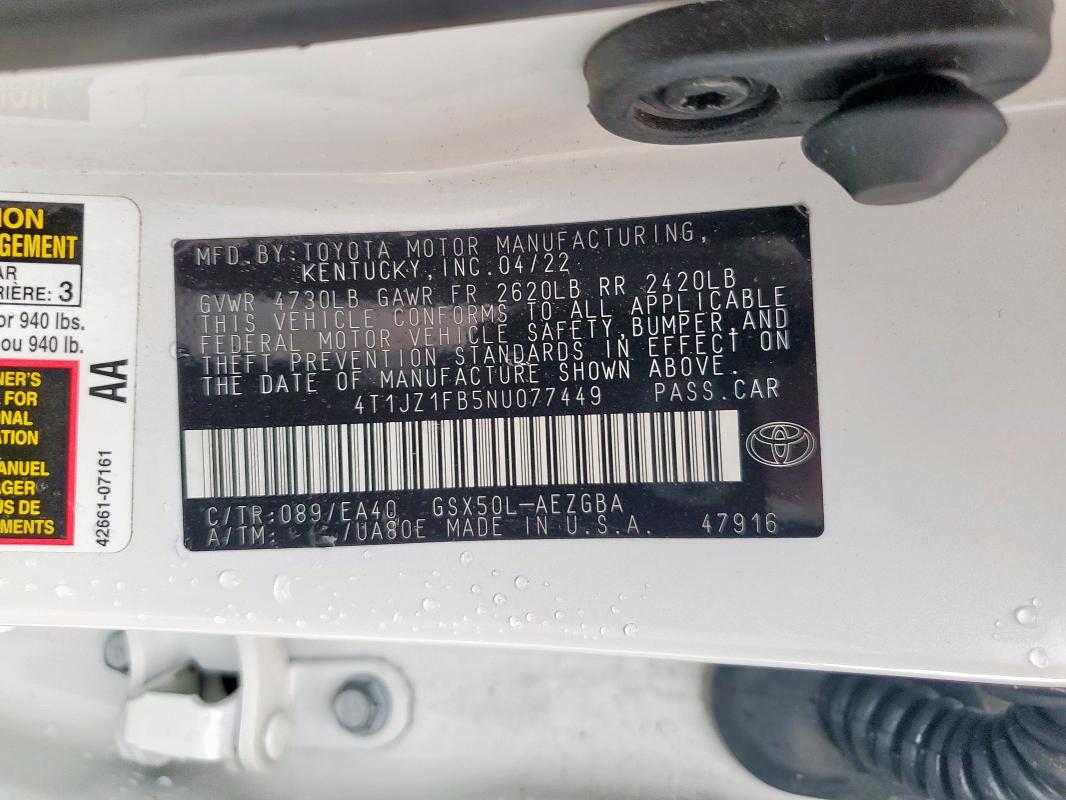 2022 TOYOTA AVALON XLE - 4T1JZ1FB5NU077449