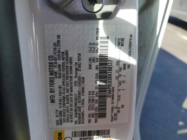 2019 FORD FUSION SE - 3FA6P0LU2KR188517