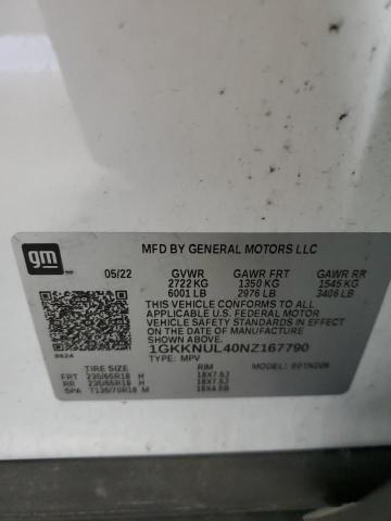2022 GMC ACADIA SLT 1GKKNUL40NZ167790