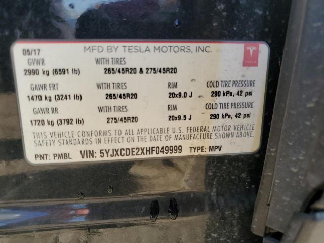 2017 TESLA MODEL X - 5YJXCDE2XHF049999