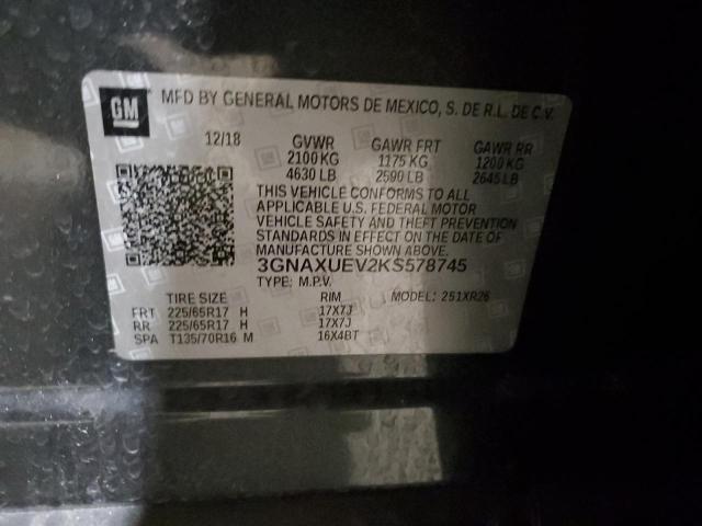 2019 CHEVROLET EQUINOX LT - 3GNAXUEV2KS578745