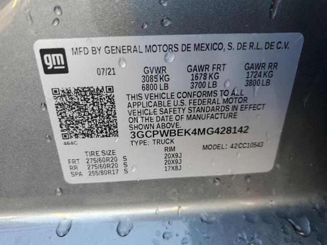 2021 CHEVROLET SILVERADO - 3GCPWBEK4MG428142