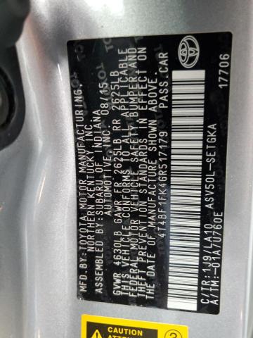 2016 TOYOTA CAMRY LE - 4T4BF1FK4GR517179
