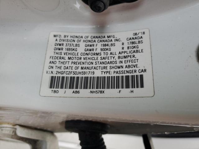 2018 HONDA CIVIC LX - 2HGFC2F50JH591719