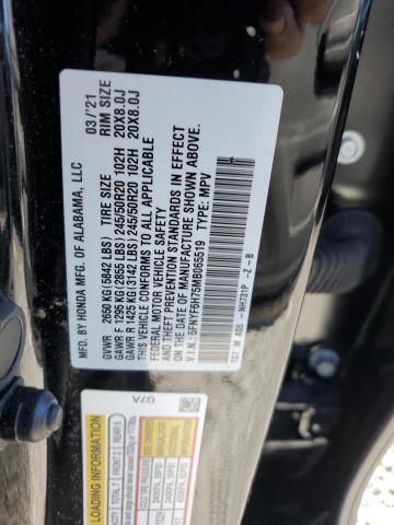 2021 HONDA PILOT BLAC 5FNYF6H75MB065519